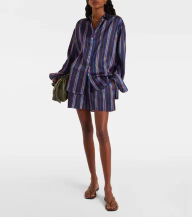 Asceno Franca striped silk charmeuse pajama shorts | Thumbnail 4 Asceno Franca striped silk charmeuse pajama shorts | Thumbnail 4