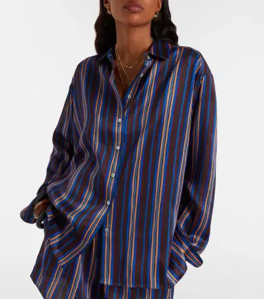 ASCENO Maya striped silk charmeuse pajama shirt | Thumbnail 5 ASCENO Maya striped silk charmeuse pajama shirt | Thumbnail 5