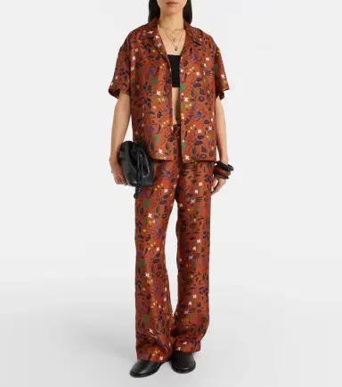 Asceno Aurelia printed silk twill wide-leg pants | Thumbnail 2 Asceno Aurelia printed silk twill wide-leg pants | Thumbnail 2
