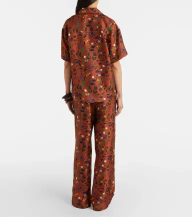 Asceno Aurelia printed silk twill wide-leg pants | Thumbnail 6 Asceno Aurelia printed silk twill wide-leg pants | Thumbnail 6