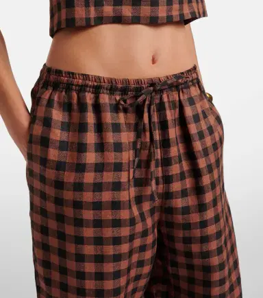 Asceno Checked linen wide-leg pants | Thumbnail 2 Asceno Checked linen wide-leg pants | Thumbnail 2