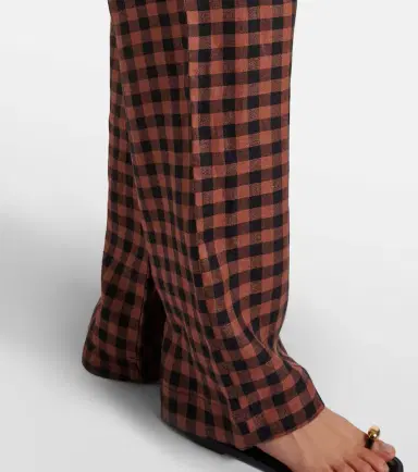 Asceno Checked linen wide-leg pants | Thumbnail 3 Asceno Checked linen wide-leg pants | Thumbnail 3