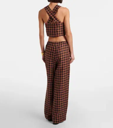 Asceno Checked linen wide-leg pants | Thumbnail 4 Asceno Checked linen wide-leg pants | Thumbnail 4