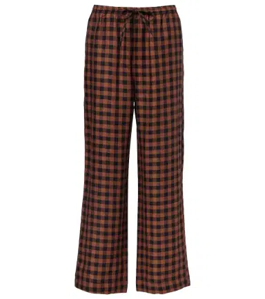 Asceno Checked linen wide-leg pants | Thumbnail 1 Asceno Checked linen wide-leg pants | Thumbnail 1