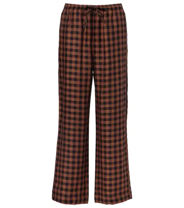 Checked linen wide-leg pants Checked linen wide-leg pants