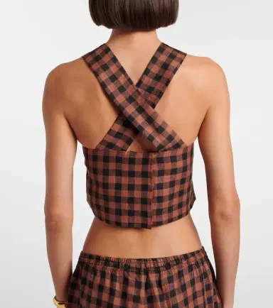 ASCENO Checked linen top | Thumbnail 2 ASCENO Checked linen top | Thumbnail 2