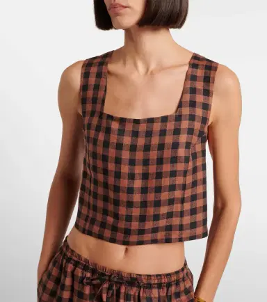 ASCENO Checked linen top | Thumbnail 5 ASCENO Checked linen top | Thumbnail 5