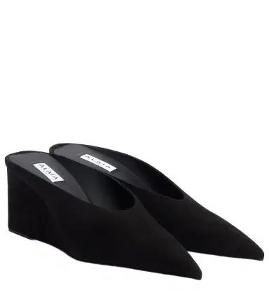 Alaïa Alaïa Cube 75 suede wedge mules | Thumbnail 1 Alaïa Alaïa Cube 75 suede wedge mules | Thumbnail 1