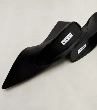 Alaïa Alaïa Cube 75 satin wedge mules | Thumbnail 2 Alaïa Alaïa Cube 75 satin wedge mules | Thumbnail 2