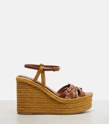 Valentino Garavani Bribri 120 leather-trimmed raffia espadrille wedges | Thumbnail 2 Valentino Garavani Bribri 120 leather-trimmed raffia espadrille wedges | Thumbnail 2