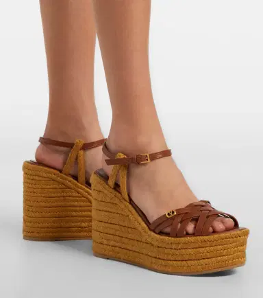Valentino Garavani Bribri 120 leather-trimmed raffia espadrille wedges | Thumbnail 5 Valentino Garavani Bribri 120 leather-trimmed raffia espadrille wedges | Thumbnail 5