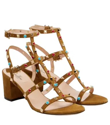 Valentino Garavani Rockstud embellished suede sandals | Thumbnail 1 Valentino Garavani Rockstud embellished suede sandals | Thumbnail 1