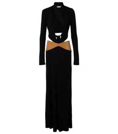 Christopher Esber Contour cutout suede-trimmed jersey gown | Thumbnail 1 Christopher Esber Contour cutout suede-trimmed jersey gown | Thumbnail 1