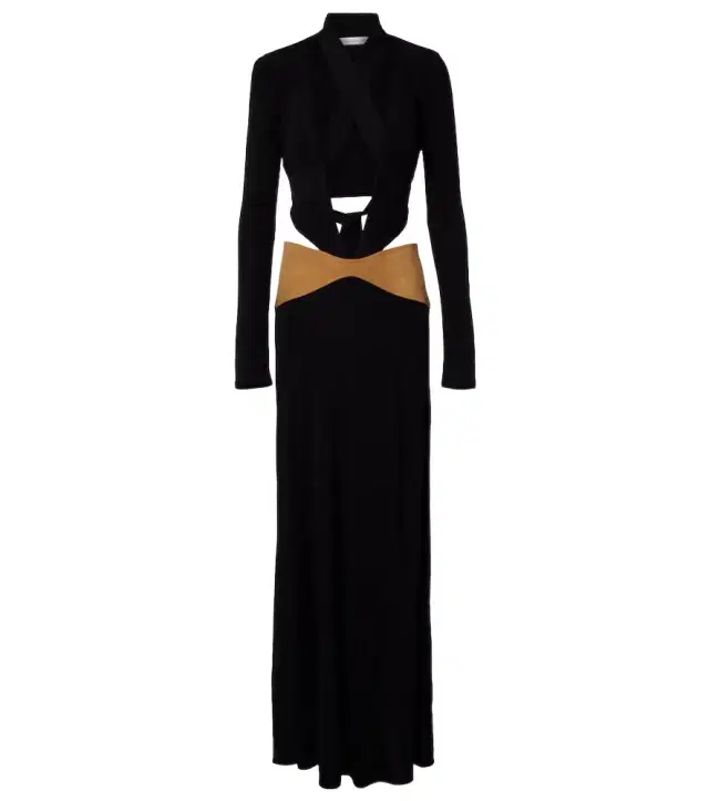 Contour cutout suede-trimmed jersey gown Contour cutout suede-trimmed jersey gown