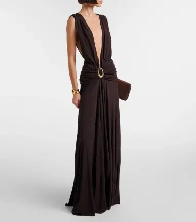 Christopher Esber Stone Pin draped jersey maxi dress | Thumbnail 5 Christopher Esber Stone Pin draped jersey maxi dress | Thumbnail 5