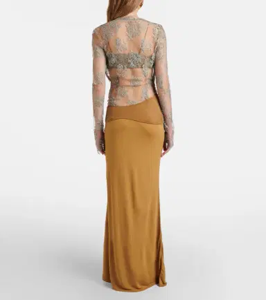 Christopher Esber Sèpienne lace and suede gown | Thumbnail 2 Christopher Esber Sèpienne lace and suede gown | Thumbnail 2