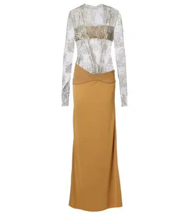 Christopher Esber Sèpienne lace and suede gown | Thumbnail 1 Christopher Esber Sèpienne lace and suede gown | Thumbnail 1