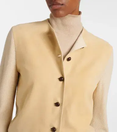 Loro Piana Acacia suede-trimmed cashmere and silk cardigan | Thumbnail 2 Loro Piana Acacia suede-trimmed cashmere and silk cardigan | Thumbnail 2