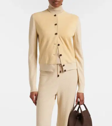 Loro Piana Acacia suede-trimmed cashmere and silk cardigan | Thumbnail 3 Loro Piana Acacia suede-trimmed cashmere and silk cardigan | Thumbnail 3