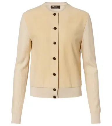 Loro Piana Acacia suede-trimmed cashmere and silk cardigan | Thumbnail 1 Loro Piana Acacia suede-trimmed cashmere and silk cardigan | Thumbnail 1