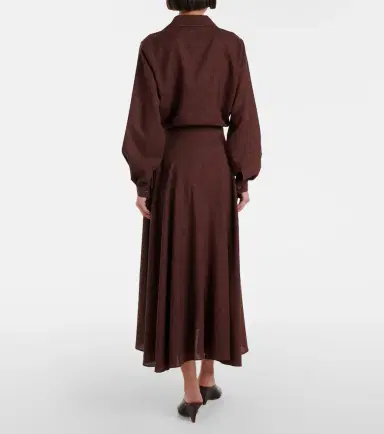 Loro Piana Petra pleated wool, silk, and linen midi skirt | Thumbnail 4 Loro Piana Petra pleated wool, silk, and linen midi skirt | Thumbnail 4