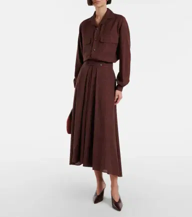 Loro Piana Petra pleated wool, silk, and linen midi skirt | Thumbnail 5 Loro Piana Petra pleated wool, silk, and linen midi skirt | Thumbnail 5