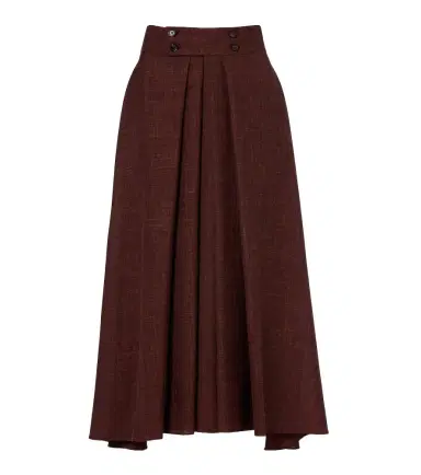 Loro Piana Petra pleated wool, silk, and linen midi skirt | Thumbnail 1 Loro Piana Petra pleated wool, silk, and linen midi skirt | Thumbnail 1