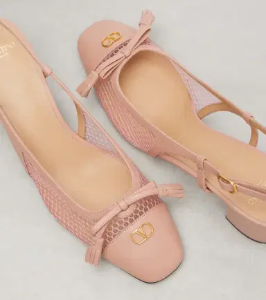 Valentino Garavani VLogo leather and mesh slingback pumps | Thumbnail 4 Valentino Garavani VLogo leather and mesh slingback pumps | Thumbnail 4