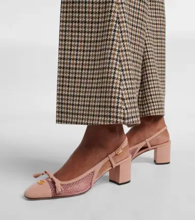 Valentino Garavani VLogo leather and mesh slingback pumps | Thumbnail 6 Valentino Garavani VLogo leather and mesh slingback pumps | Thumbnail 6