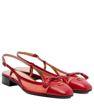 Valentino Garavani Valet Du Roi leather and mesh slingback flats | Thumbnail 1 Valentino Garavani Valet Du Roi leather and mesh slingback flats | Thumbnail 1