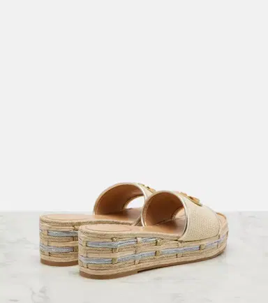 Valentino Garavani VLogo leather-trimmed espadrille slides | Thumbnail 4 Valentino Garavani VLogo leather-trimmed espadrille slides | Thumbnail 4