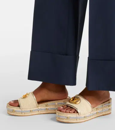 Valentino Garavani VLogo leather-trimmed espadrille slides | Thumbnail 6 Valentino Garavani VLogo leather-trimmed espadrille slides | Thumbnail 6