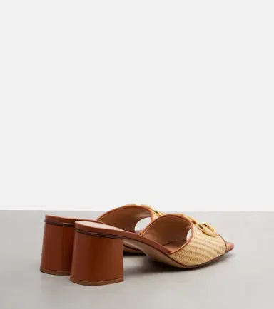 Valentino Garavani VLogo leather-trimmed raffia sandals | Thumbnail 4 Valentino Garavani VLogo leather-trimmed raffia sandals | Thumbnail 4