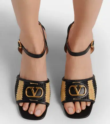 Valentino Garavani VLogo crochet leather sandals | Thumbnail 6 Valentino Garavani VLogo crochet leather sandals | Thumbnail 6