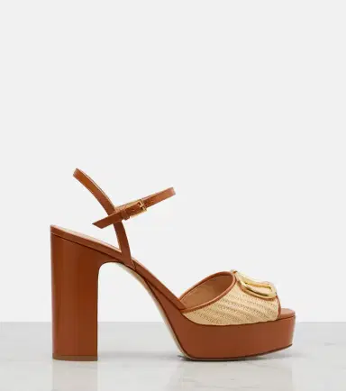 Valentino Garavani VLogo leather-trimmed platform sandals | Thumbnail 2 Valentino Garavani VLogo leather-trimmed platform sandals | Thumbnail 2