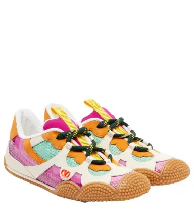 Valentino Garavani Amphibia leather-trimmed sneakers | Thumbnail 1 Valentino Garavani Amphibia leather-trimmed sneakers | Thumbnail 1