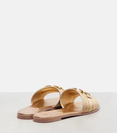 Valentino Garavani VLogo embroidered leather slides | Thumbnail 3 Valentino Garavani VLogo embroidered leather slides | Thumbnail 3