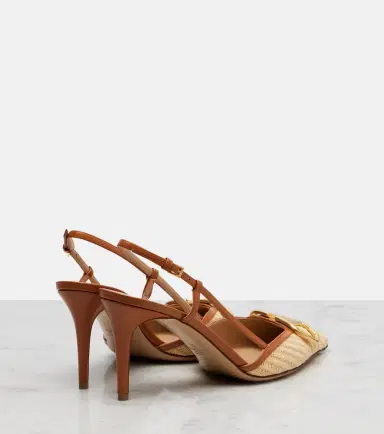 Valentino Garavani VLogo leather-trimmed slingback pumps | Thumbnail 3 Valentino Garavani VLogo leather-trimmed slingback pumps | Thumbnail 3