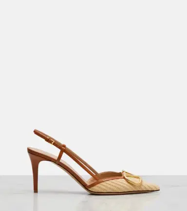 Valentino Garavani VLogo leather-trimmed slingback pumps | Thumbnail 4 Valentino Garavani VLogo leather-trimmed slingback pumps | Thumbnail 4
