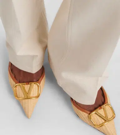 Valentino Garavani VLogo leather-trimmed slingback pumps | Thumbnail 6 Valentino Garavani VLogo leather-trimmed slingback pumps | Thumbnail 6