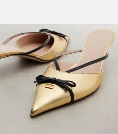 Valentino Garavani Bepointy VLogo 45 metallic leather mules | Thumbnail 3 Valentino Garavani Bepointy VLogo 45 metallic leather mules | Thumbnail 3