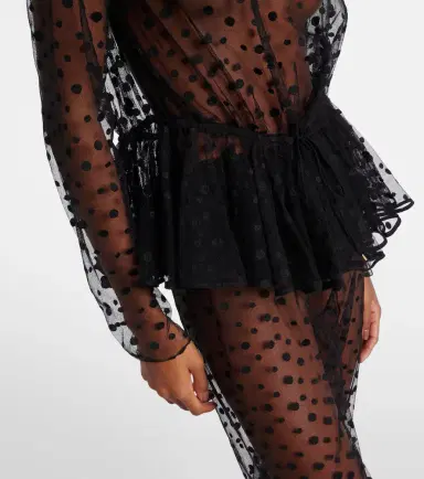 Chloé Chloé Polka-dot peplum cotton-blend tulle top | Thumbnail 3 Chloé Chloé Polka-dot peplum cotton-blend tulle top | Thumbnail 3