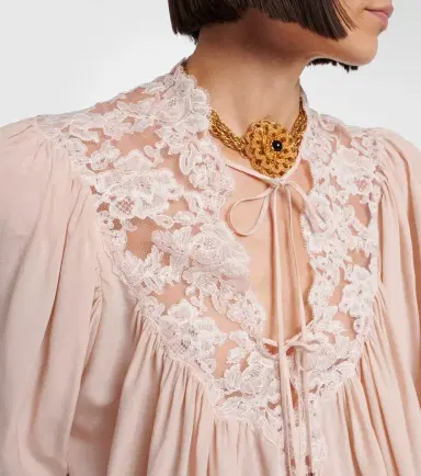 Chloé Chloé Lace-trimmed silk crêpe de chine blouse | Thumbnail 5 Chloé Chloé Lace-trimmed silk crêpe de chine blouse | Thumbnail 5