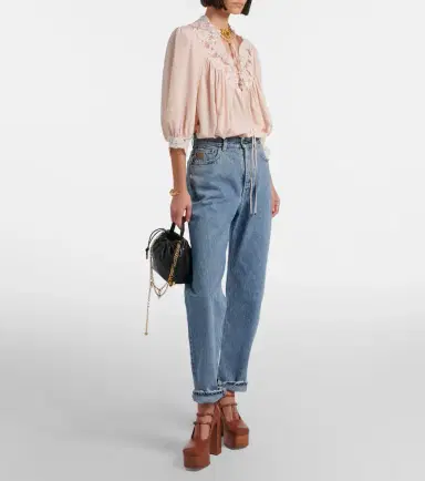 Chloé Chloé Lace-trimmed silk crêpe de chine blouse | Thumbnail 8 Chloé Chloé Lace-trimmed silk crêpe de chine blouse | Thumbnail 8