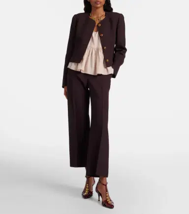 Chloé Chloé Cropped virgin wool crêpe jacket | Thumbnail 6 Chloé Chloé Cropped virgin wool crêpe jacket | Thumbnail 6