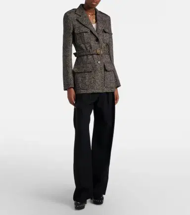 Chloé Chloé Belted herringbone wool-blend coat | Thumbnail 2 Chloé Chloé Belted herringbone wool-blend coat | Thumbnail 2
