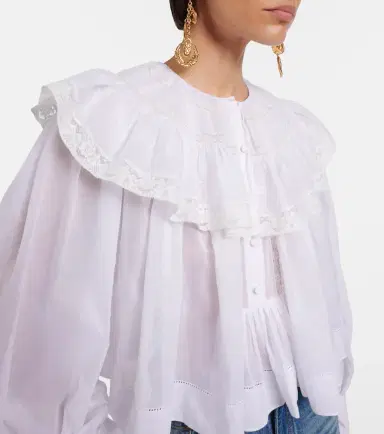 Chloé Chloé Lace-trimmed cotton voile blouse | Thumbnail 2 Chloé Chloé Lace-trimmed cotton voile blouse | Thumbnail 2