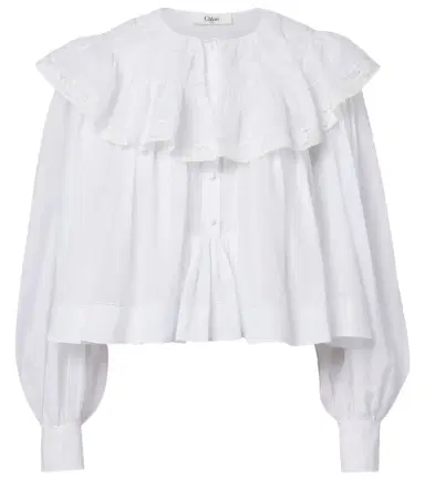 Chloé Chloé Lace-trimmed cotton voile blouse | Thumbnail 1 Chloé Chloé Lace-trimmed cotton voile blouse | Thumbnail 1