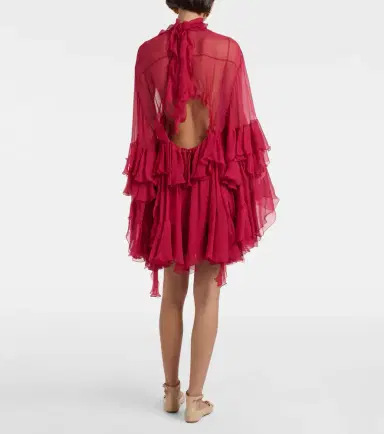 Chloe Chloé Ruffled silk muslin minidress | Thumbnail 2 Chloe Chloé Ruffled silk muslin minidress | Thumbnail 2