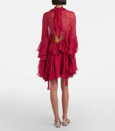 Chloe Chloé Ruffled silk muslin minidress | Thumbnail 7 Chloe Chloé Ruffled silk muslin minidress | Thumbnail 7